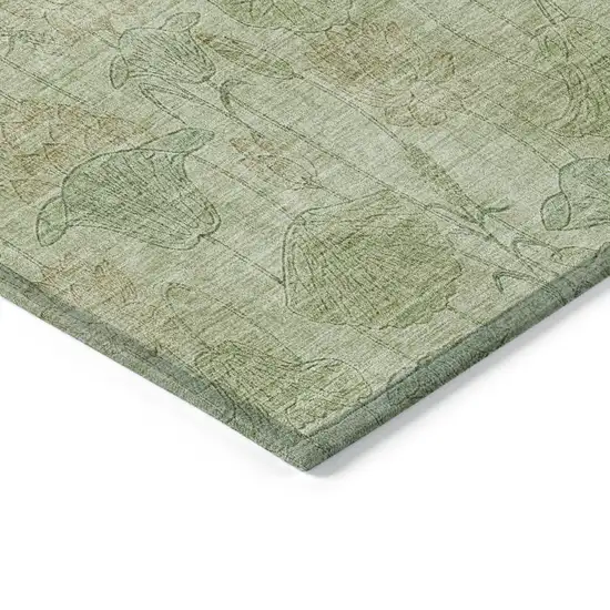 Sage And Wheat Floral Washable Indoor Outdoor Area Rug Photo 4
