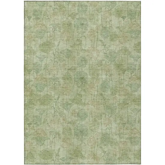 Sage And Wheat Floral Washable Indoor Outdoor Area Rug Photo 1