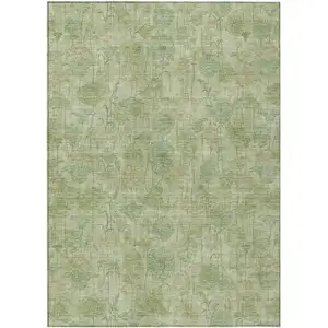 Photo of Sage And Wheat Floral Washable Indoor Outdoor Area Rug