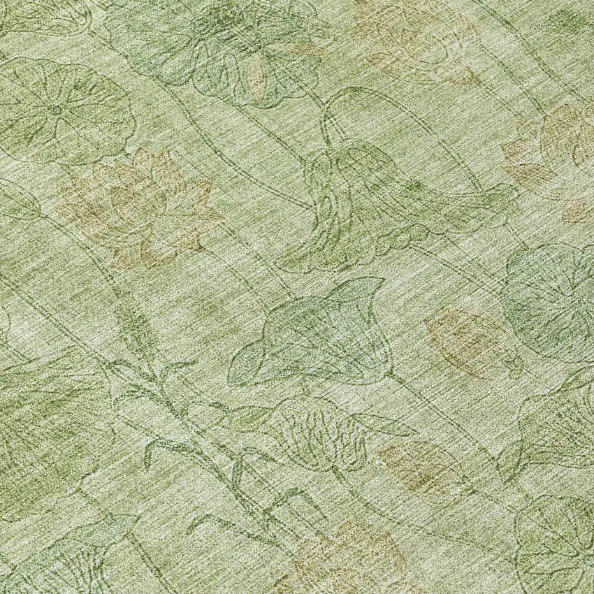 Sage And Wheat Floral Washable Indoor Outdoor Area Rug Photo 9