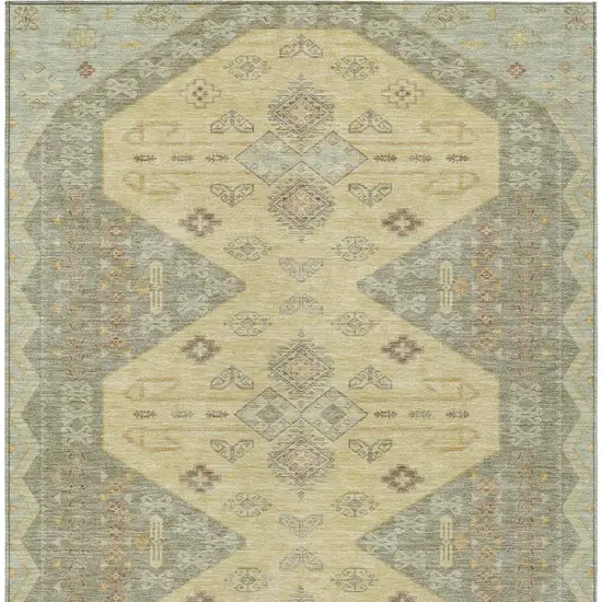 Sage And Wheat Geometric Washable Indoor Outdoor Area Rug Photo 4