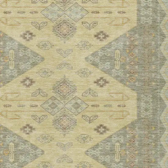 Sage And Wheat Geometric Washable Indoor Outdoor Area Rug Photo 3
