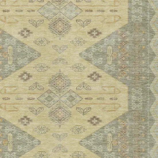 Sage And Wheat Geometric Washable Indoor Outdoor Area Rug Photo 3