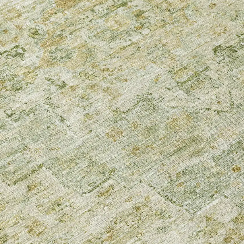 Sage And Wheat Medallion Washable Indoor Outdoor Area Rug Photo 8