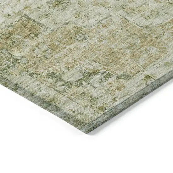 Sage And Wheat Medallion Washable Indoor Outdoor Area Rug Photo 6