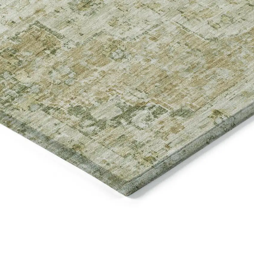 Sage And Wheat Medallion Washable Indoor Outdoor Area Rug Photo 6