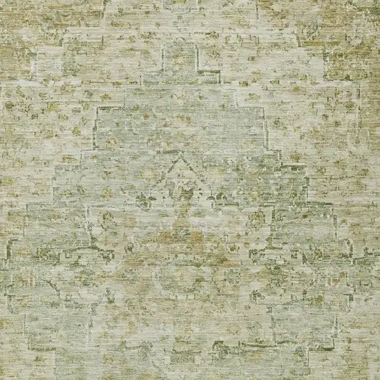 Sage And Wheat Medallion Washable Indoor Outdoor Area Rug Photo 4