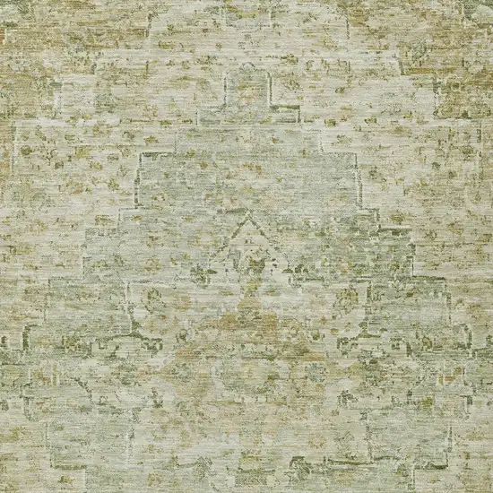 Sage And Wheat Medallion Washable Indoor Outdoor Area Rug Photo 7