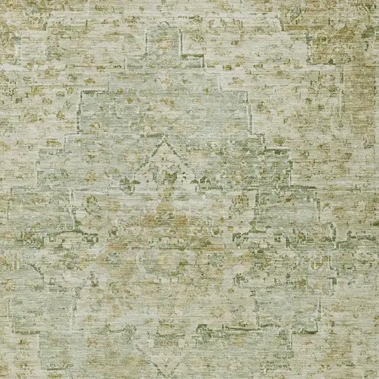 Sage And Wheat Medallion Washable Indoor Outdoor Area Rug Photo 4