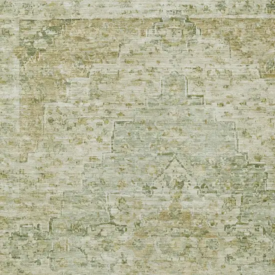 Sage And Wheat Medallion Washable Indoor Outdoor Area Rug Photo 7