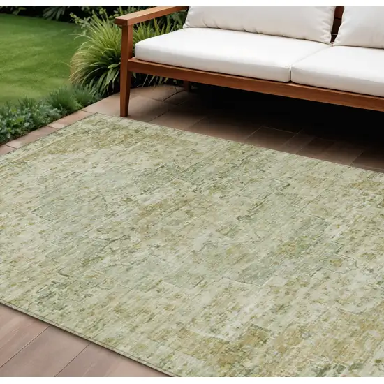 Sage And Wheat Medallion Washable Indoor Outdoor Area Rug Photo 2