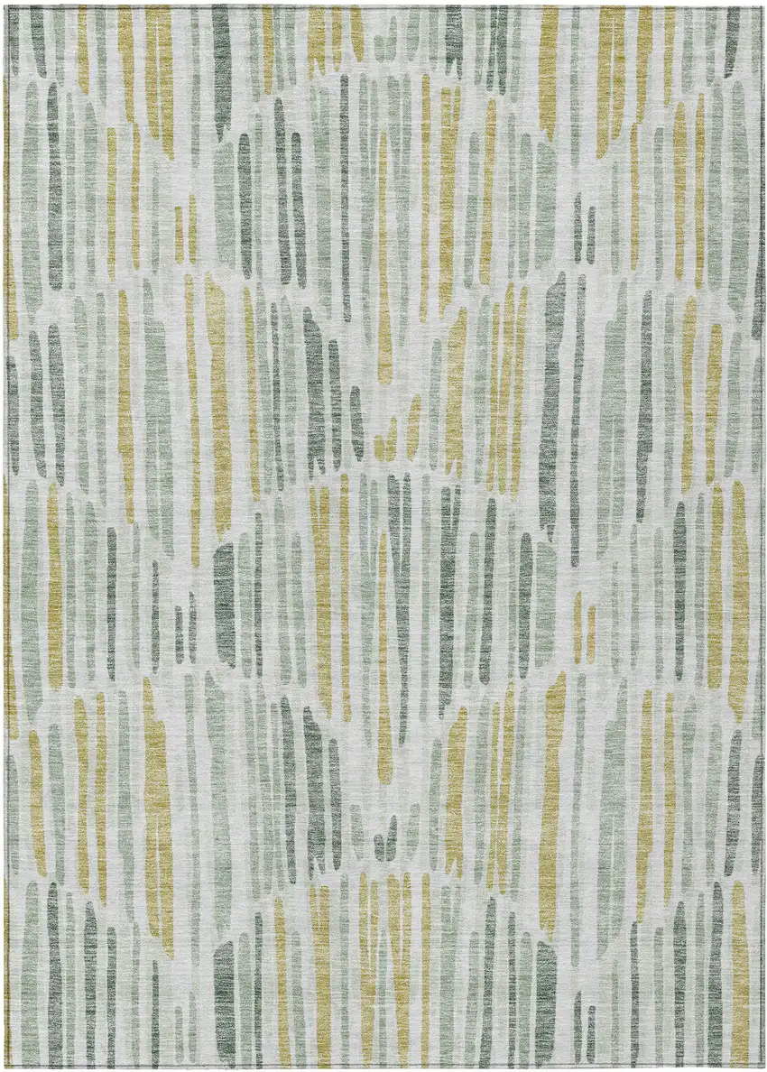 Sage Artichoke Green And Gold Abstract Washable Indoor Outdoor Area Rug Photo 1