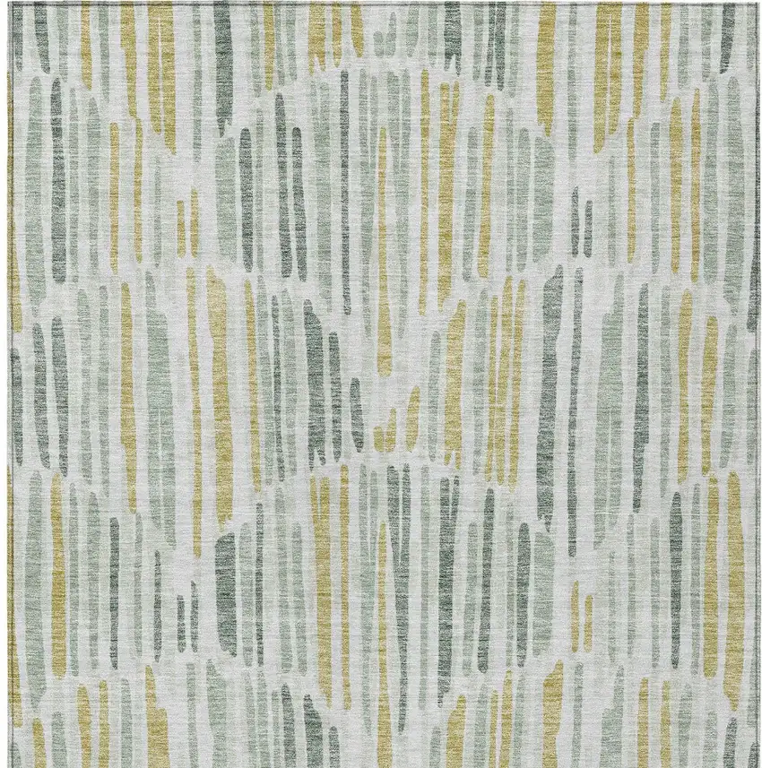 Sage Artichoke Green And Gold Abstract Washable Indoor Outdoor Area Rug Photo 6