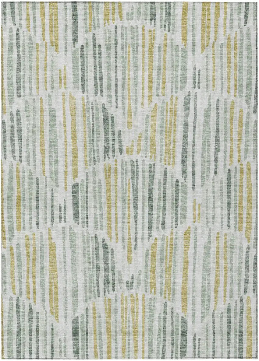 Sage Artichoke Green And Gold Abstract Washable Indoor Outdoor Area Rug Photo 1