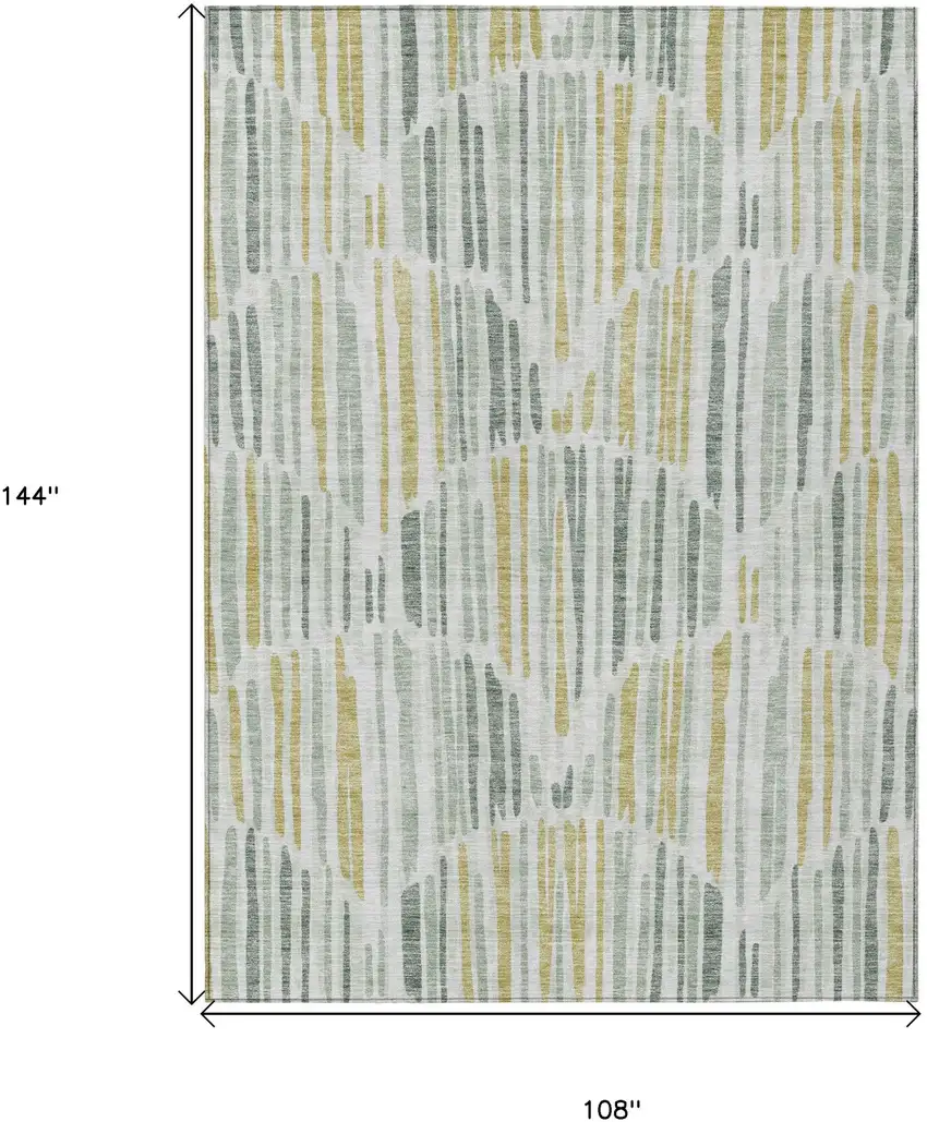 Sage Artichoke Green And Gold Abstract Washable Indoor Outdoor Area Rug Photo 3