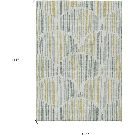 Sage Artichoke Green And Gold Abstract Washable Indoor Outdoor Area Rug Photo 3