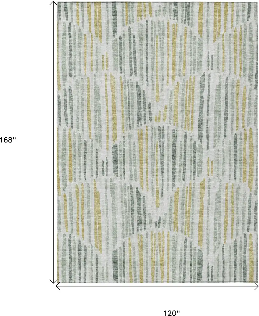 Sage Artichoke Green And Gold Abstract Washable Indoor Outdoor Area Rug Photo 3