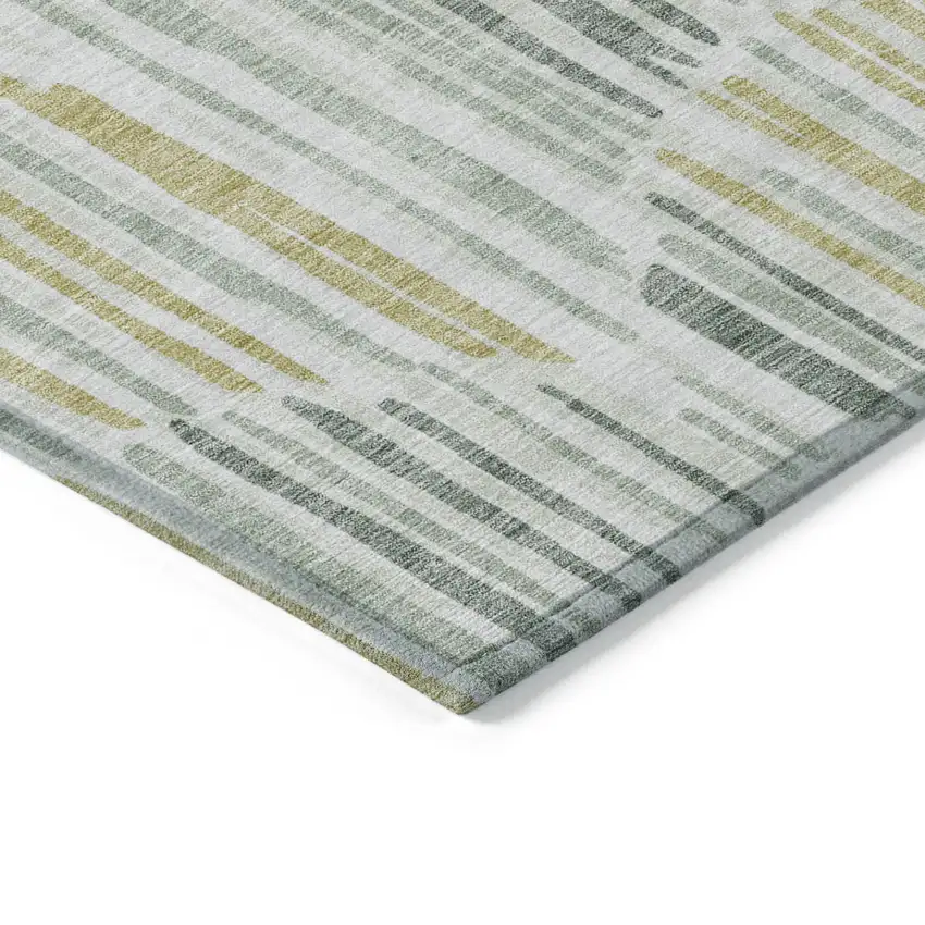 Sage Artichoke Green And Gold Abstract Washable Indoor Outdoor Area Rug Photo 3