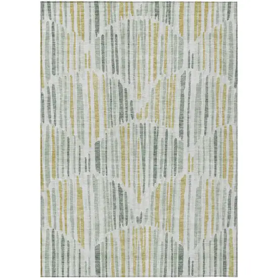 Sage Artichoke Green And Gold Abstract Washable Indoor Outdoor Area Rug Photo 1