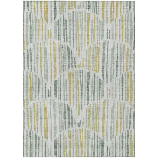 Sage Artichoke Green And Gold Abstract Washable Indoor Outdoor Area Rug Photo 1