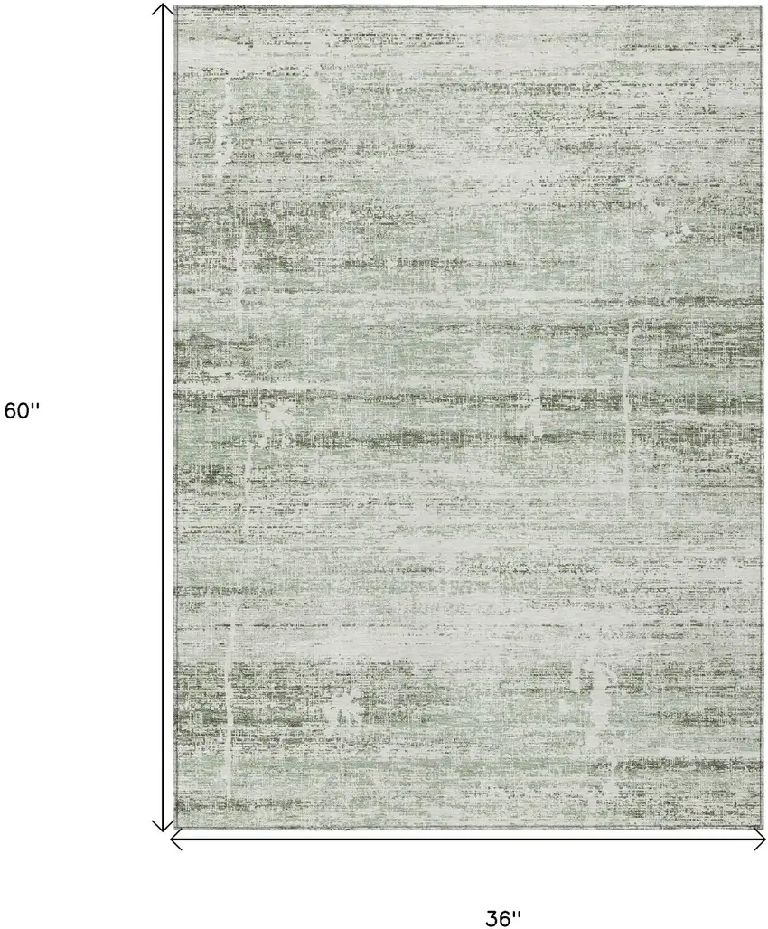Sage Artichoke Green And Ivory Abstract Washable Indoor Outdoor Area Rug Photo 7