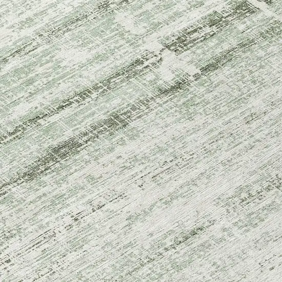 Sage Artichoke Green And Ivory Abstract Washable Indoor Outdoor Area Rug Photo 8