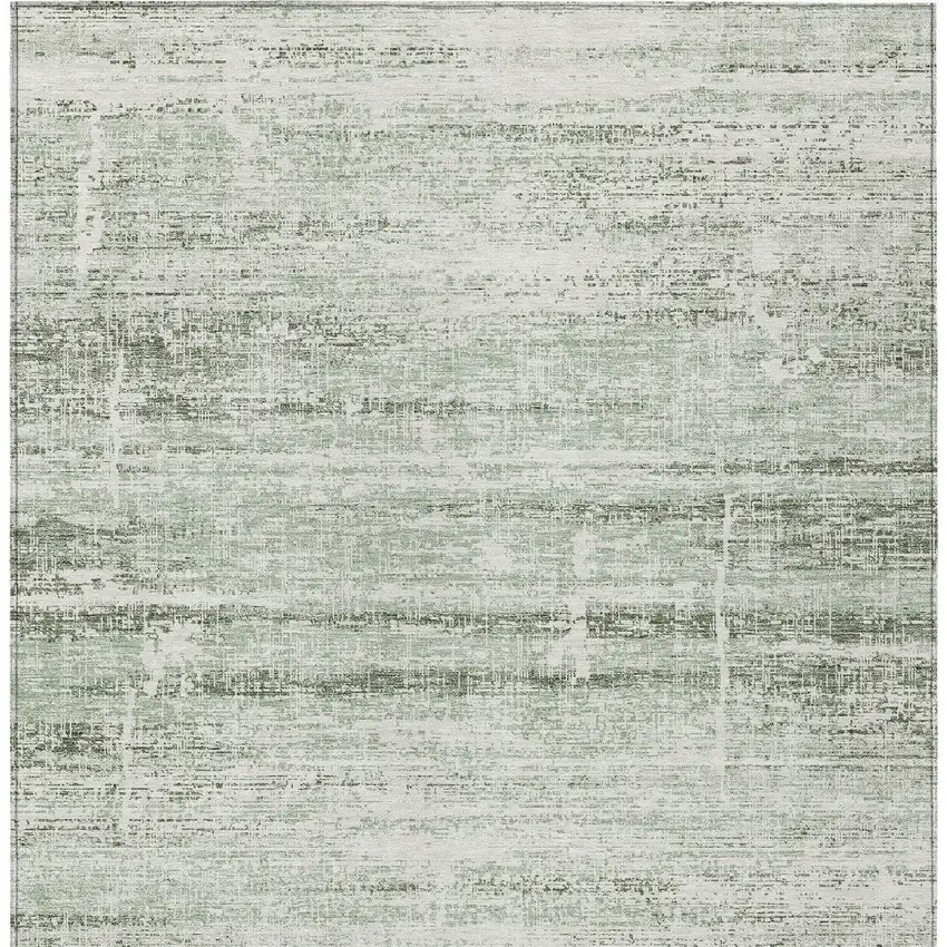 Sage Artichoke Green And Ivory Abstract Washable Indoor Outdoor Area Rug Photo 5