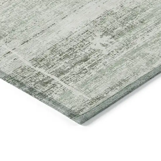 Sage Artichoke Green And Ivory Abstract Washable Indoor Outdoor Area Rug Photo 3