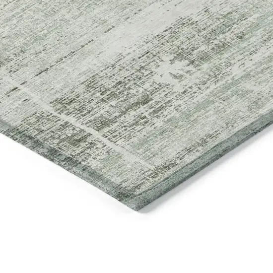 Sage Artichoke Green And Ivory Abstract Washable Indoor Outdoor Area Rug Photo 3