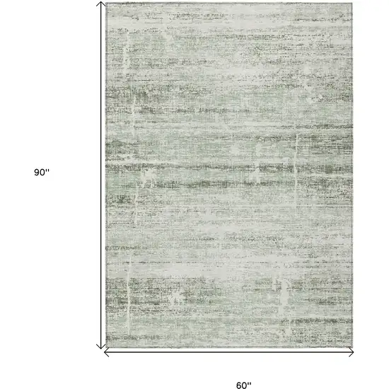 Sage Artichoke Green And Ivory Abstract Washable Indoor Outdoor Area Rug Photo 3
