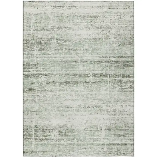 Sage Artichoke Green And Ivory Abstract Washable Indoor Outdoor Area Rug Photo 1
