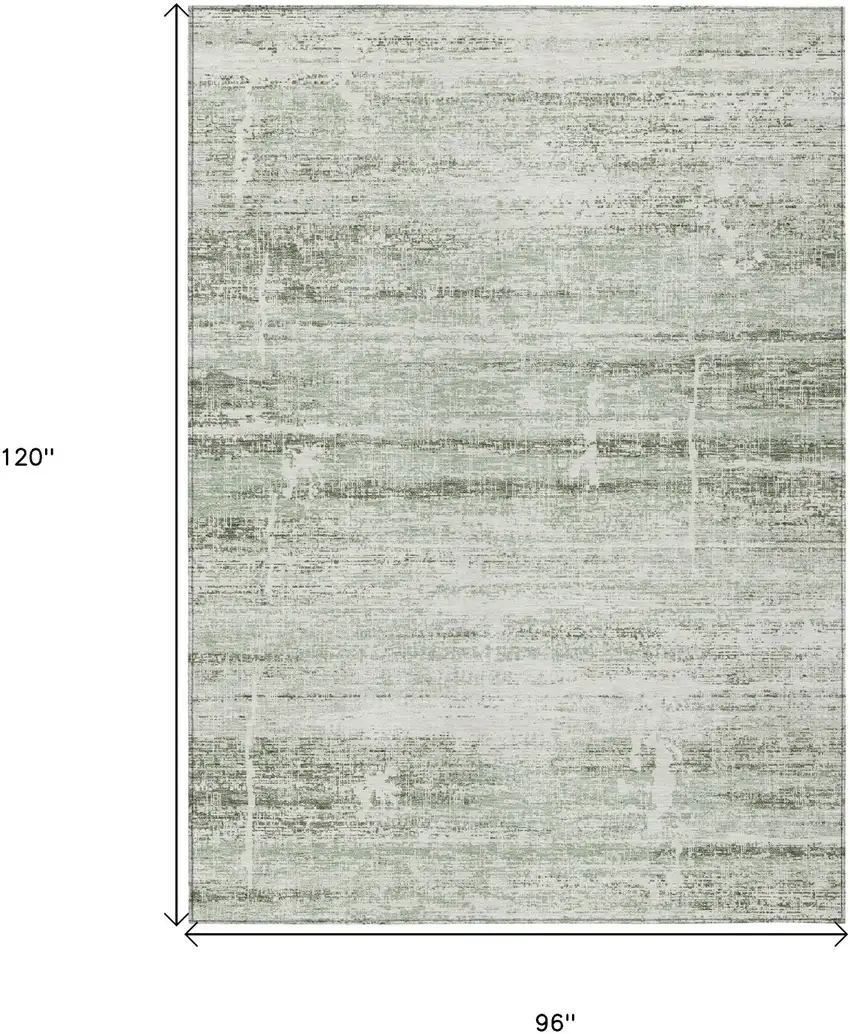 Sage Artichoke Green And Ivory Abstract Washable Indoor Outdoor Area Rug Photo 3