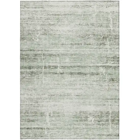 Sage Artichoke Green And Ivory Abstract Washable Indoor Outdoor Area Rug Photo 6