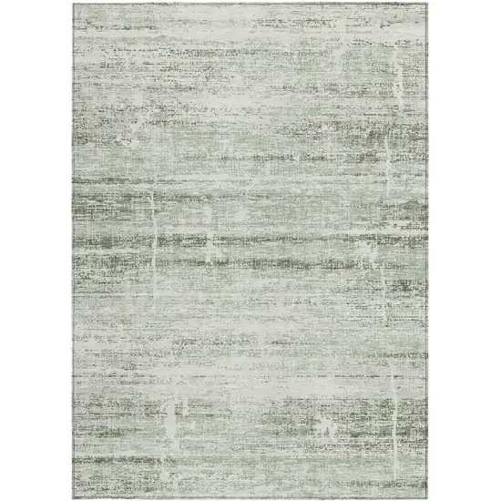 Sage Artichoke Green And Ivory Abstract Washable Indoor Outdoor Area Rug Photo 6