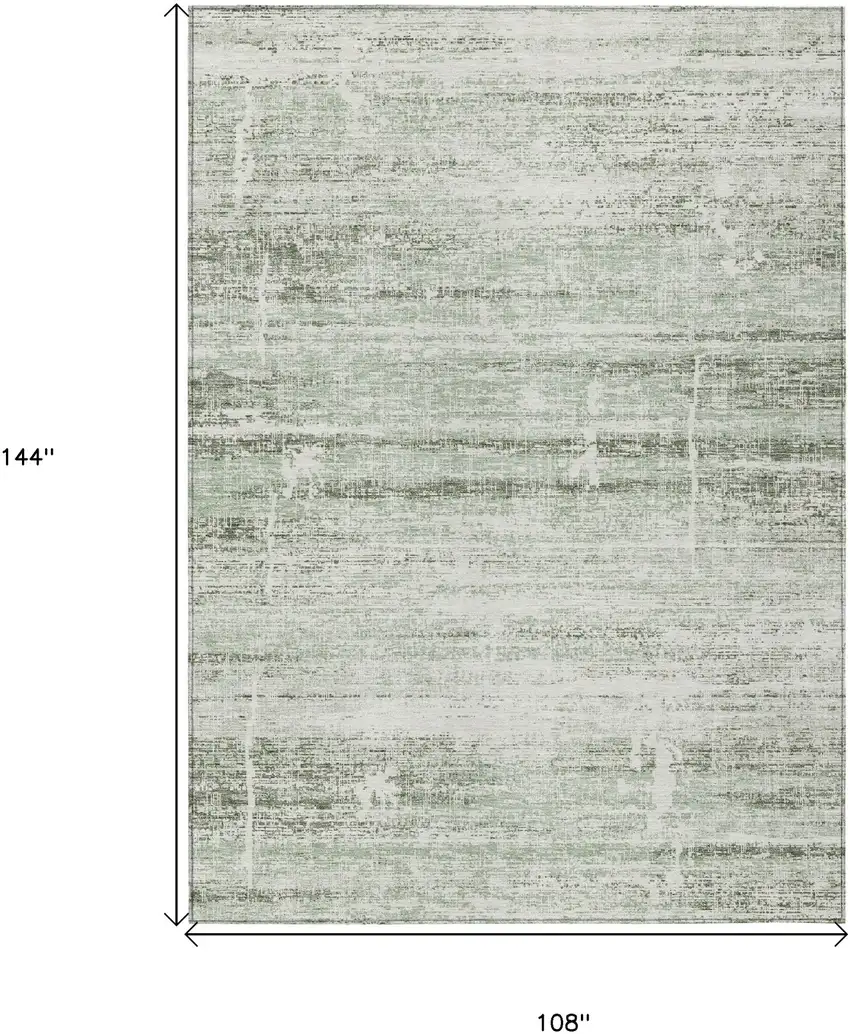 Sage Artichoke Green And Ivory Abstract Washable Indoor Outdoor Area Rug Photo 3