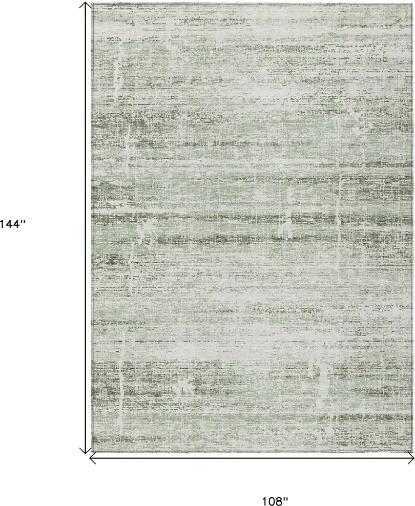 Sage Artichoke Green And Ivory Abstract Washable Indoor Outdoor Area Rug Photo 3