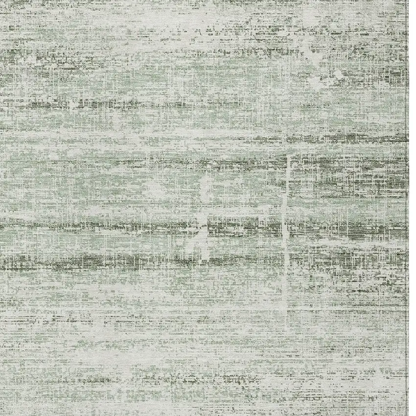 Sage Artichoke Green And Ivory Abstract Washable Indoor Outdoor Area Rug Photo 6