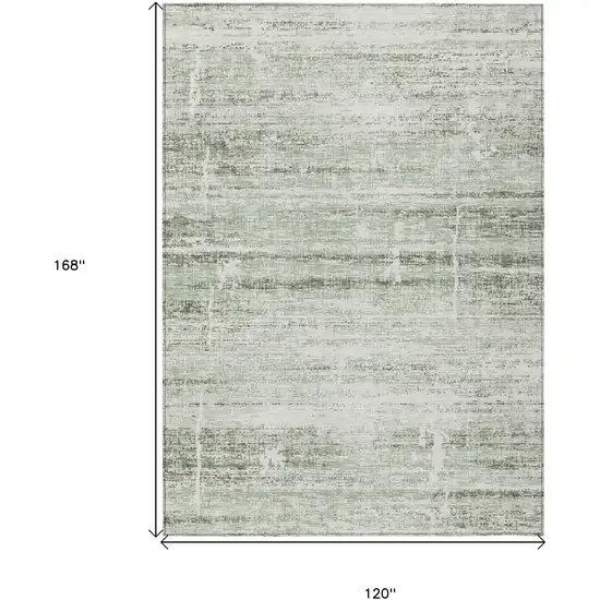 Sage Artichoke Green And Ivory Abstract Washable Indoor Outdoor Area Rug Photo 3