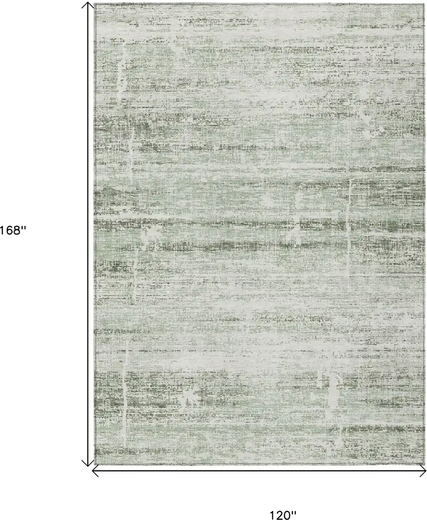 Sage Artichoke Green And Ivory Abstract Washable Indoor Outdoor Area Rug Photo 3