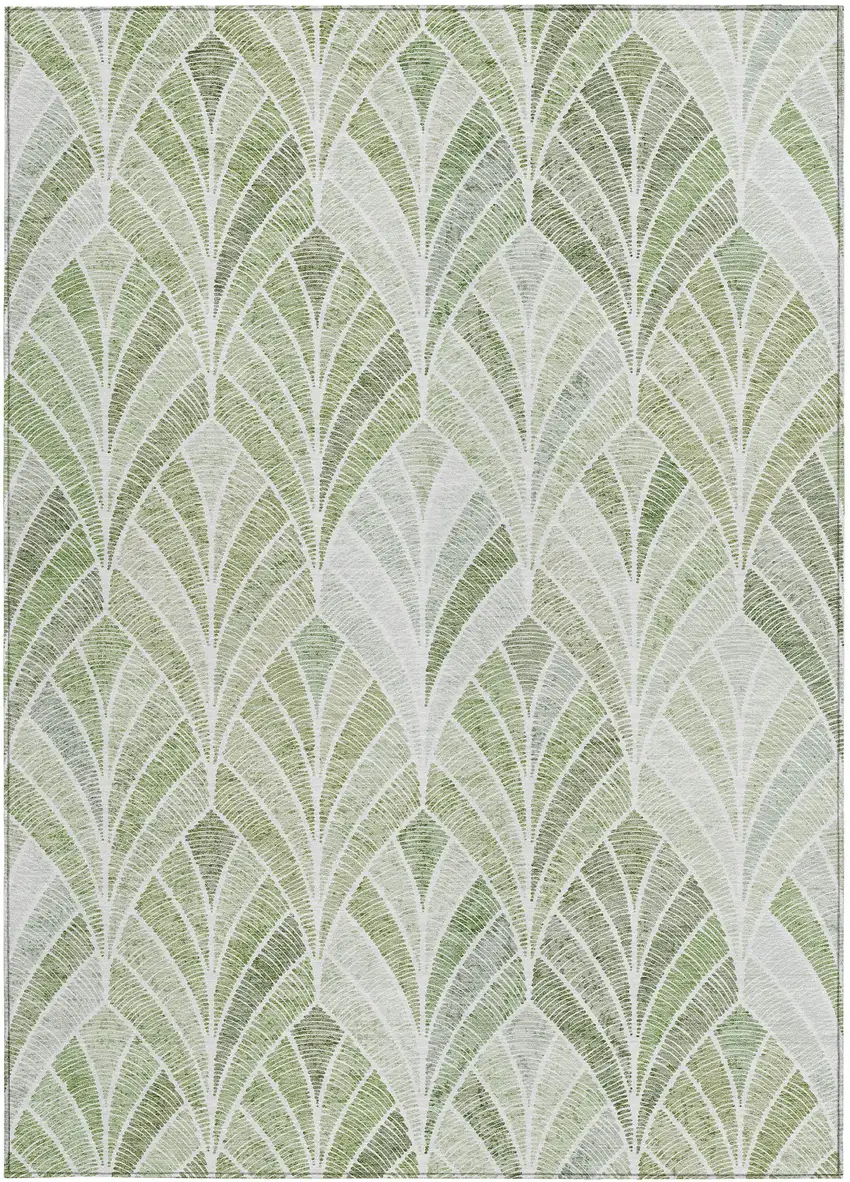 Sage Artichoke Green And Mint Green Geometric Washable Indoor Outdoor Area Rug Photo 8