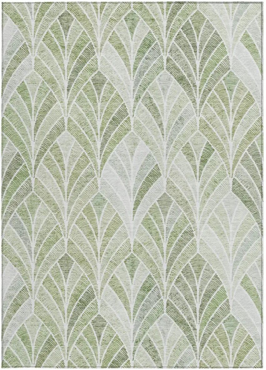 Sage Artichoke Green And Mint Green Geometric Washable Indoor Outdoor Area Rug Photo 8