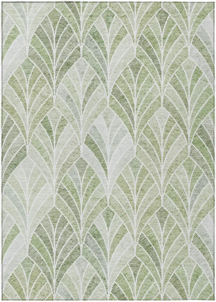 Sage Artichoke Green And Mint Green Geometric Washable Indoor Outdoor Area Rug Photo 2