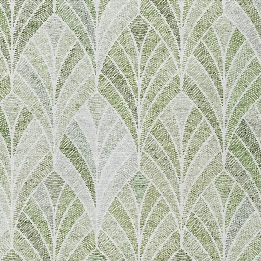 Sage Artichoke Green And Mint Green Geometric Washable Indoor Outdoor Area Rug Photo 7