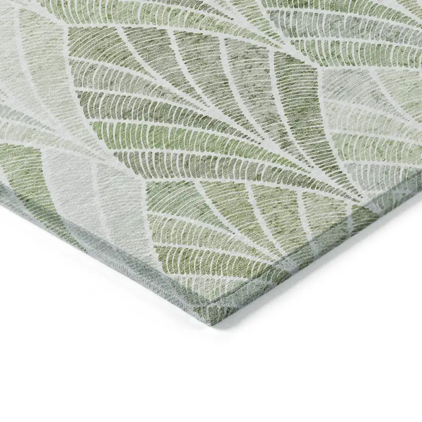 Sage Artichoke Green And Mint Green Geometric Washable Indoor Outdoor Area Rug Photo 5