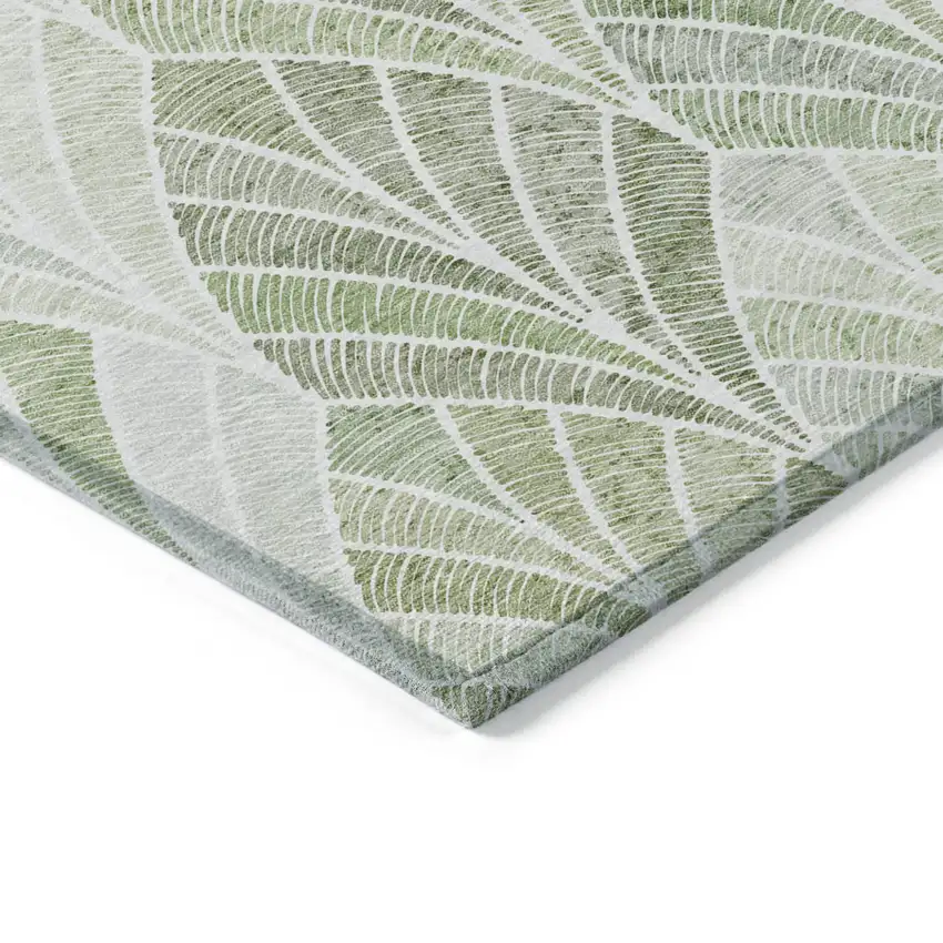 Sage Artichoke Green And Mint Green Geometric Washable Indoor Outdoor Area Rug Photo 5