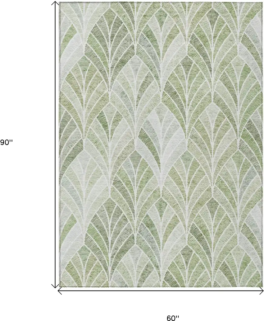 Sage Artichoke Green And Mint Green Geometric Washable Indoor Outdoor Area Rug Photo 3