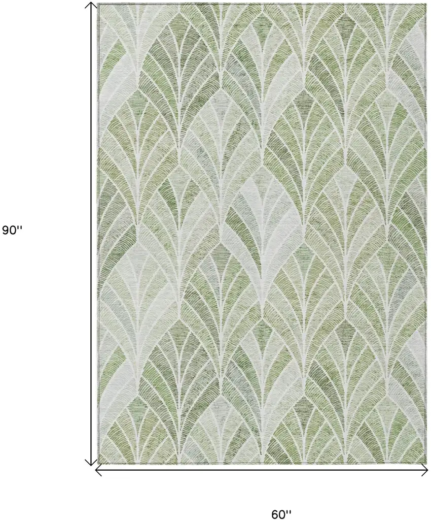 Sage Artichoke Green And Mint Green Geometric Washable Indoor Outdoor Area Rug Photo 3