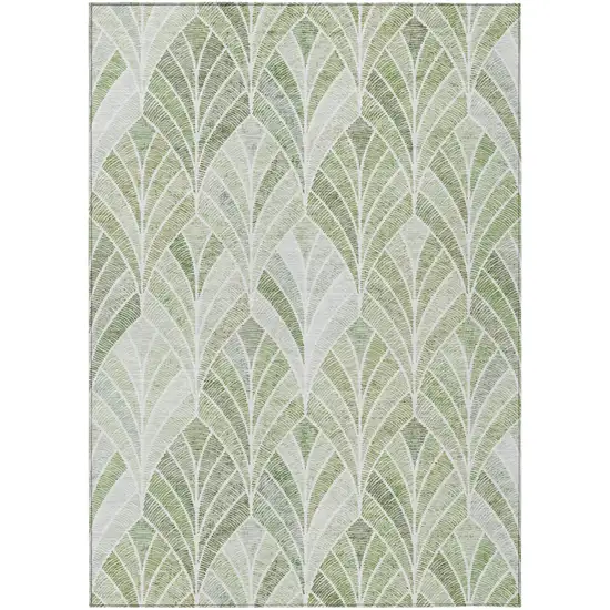 Sage Artichoke Green And Mint Green Geometric Washable Indoor Outdoor Area Rug Photo 2