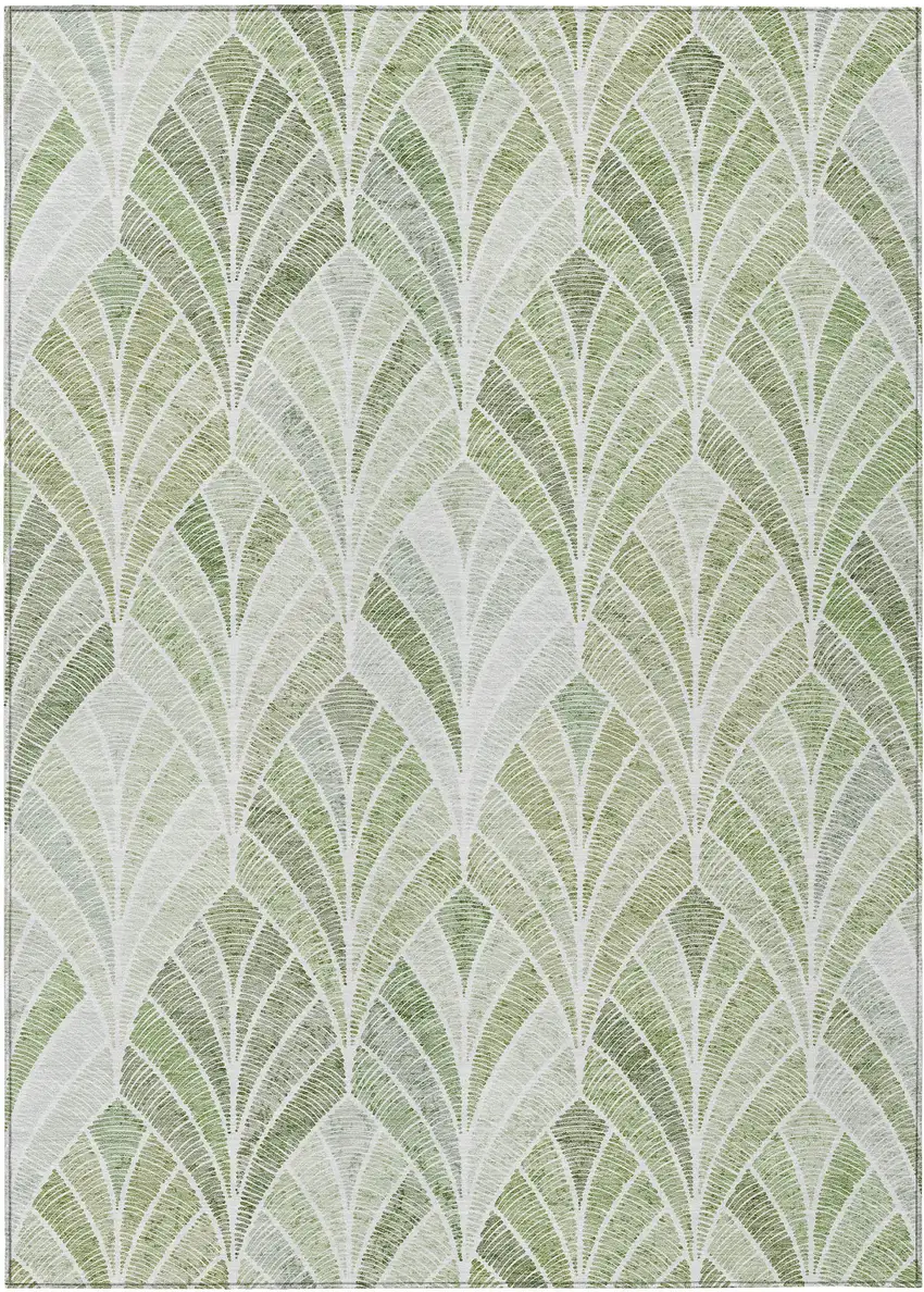 Sage Artichoke Green And Mint Green Geometric Washable Indoor Outdoor Area Rug Photo 2