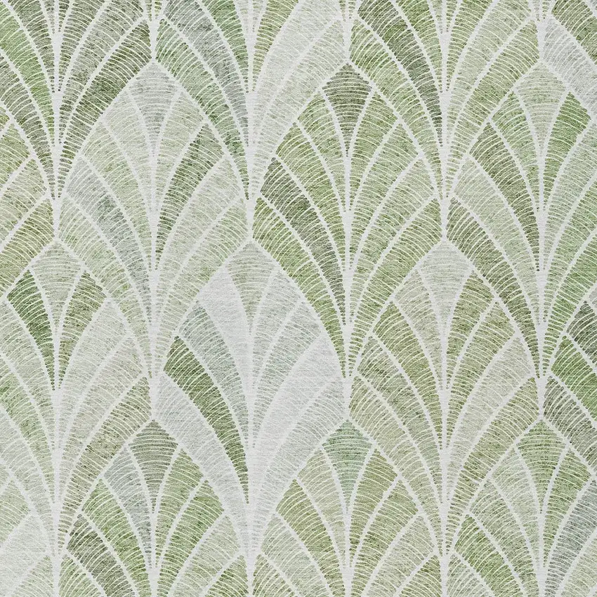 Sage Artichoke Green And Mint Green Geometric Washable Indoor Outdoor Area Rug Photo 7